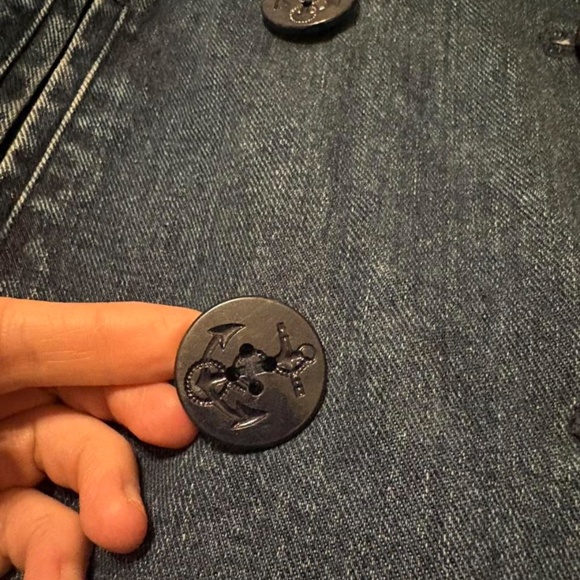 90s Ralph Lauren Nautical Denim Pea Coat Dark Wash Sz S/M - Picture 6 of 6